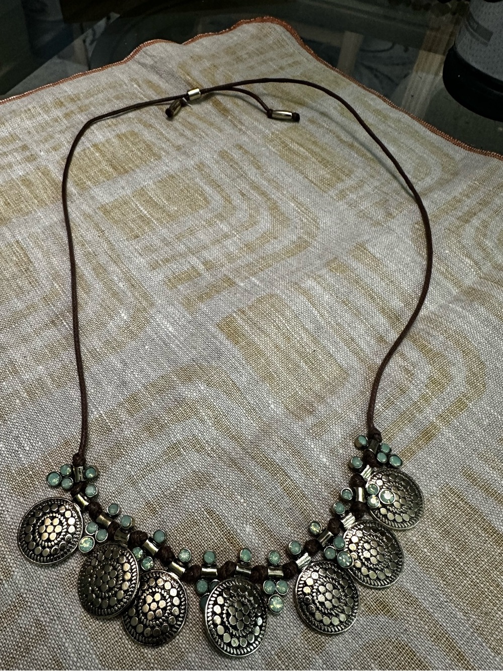 Silver-Tone Disk Charm Necklace for Women